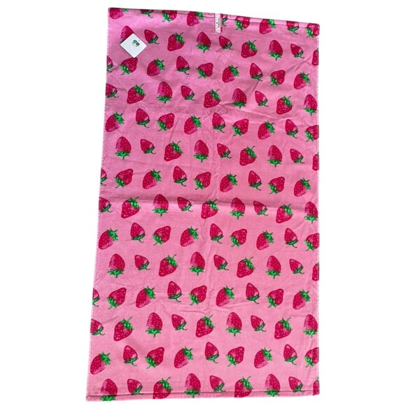 Truly Lou Strawberry Print 4pc Bath Towel Set Pink 100% Cotton New - Picture 4 of 7